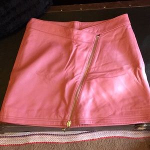 Pink leather skirt